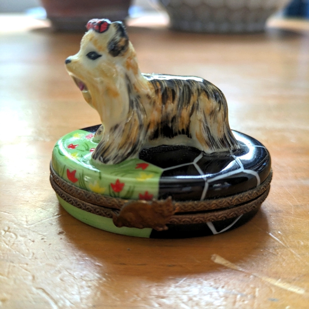 Limoges France box - dog with bow